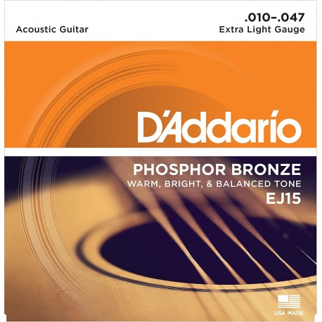 D'addario Phosphor Bronze Westerngitarrensaiten Extra Light 10 EJ15